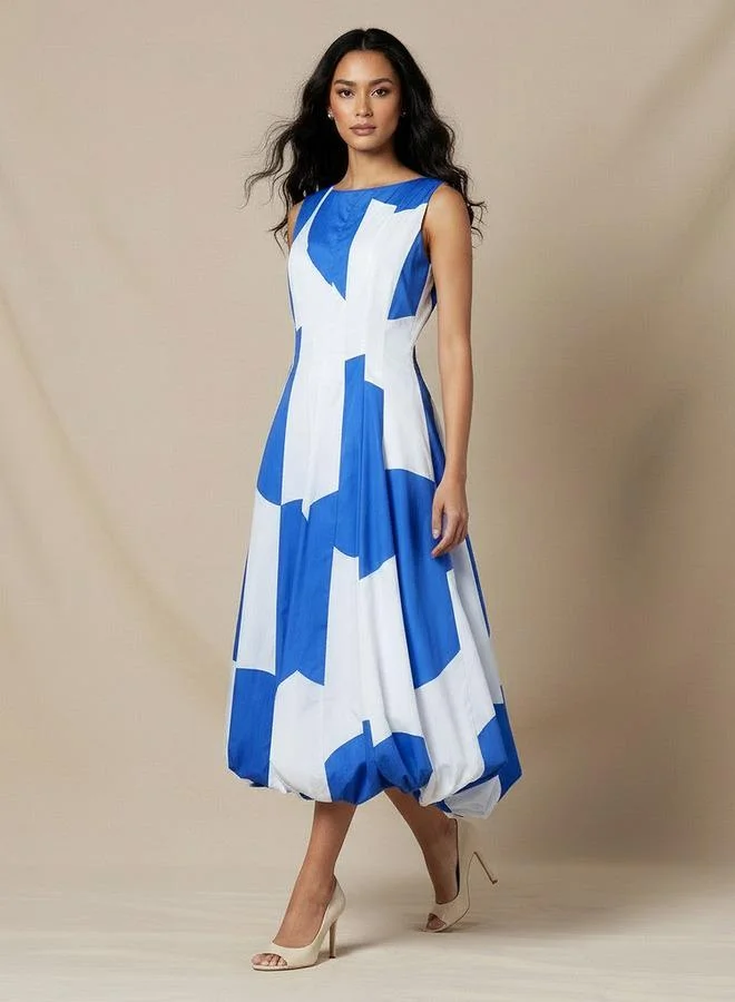 ايكونيك Iconic Printed A-line Women Dress with Balloon Hem